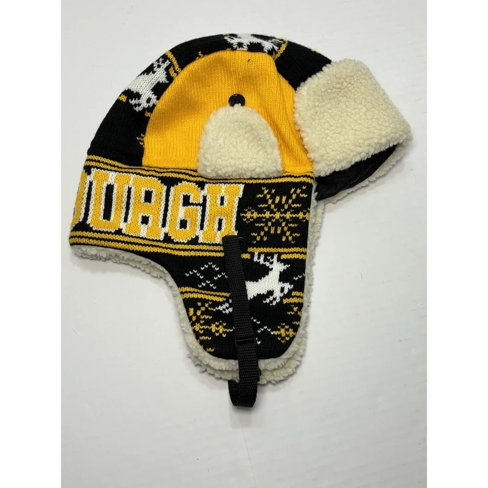 Pittsburgh Trapper Hat Quilted /Sherpa Lined Winter Cap Pirates Steelers Colors‎